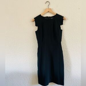 J. Crew Italian Stretch Wool Black Cap Sleeve Cocktail Dress